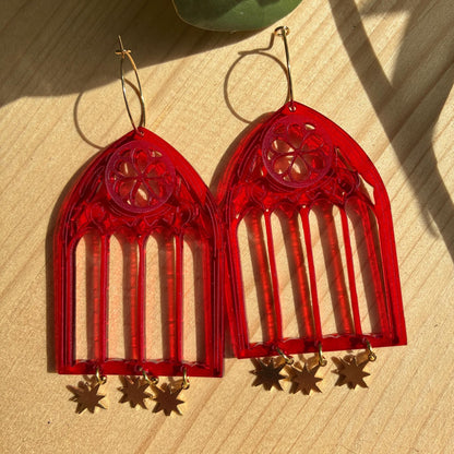 Pendientes Vidriera Roja de Metacrilato hechos a mano