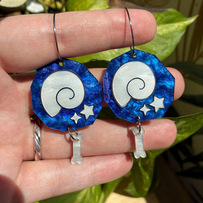 Pendientes con forma de fósil hechos a mano, inspirados en Animal Crossing