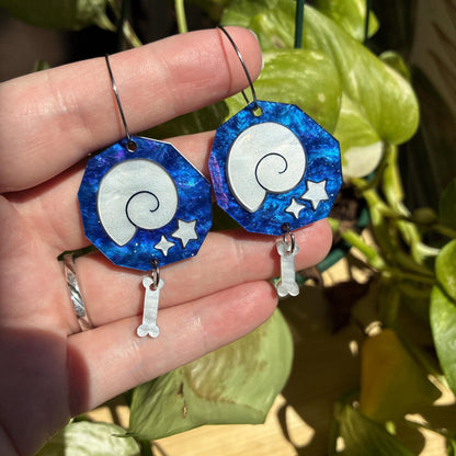 Pendientes con forma de fósil hechos a mano, inspirados en Animal Crossing