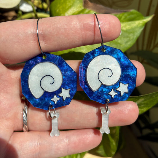 Pendientes con forma de fósil hechos a mano, inspirados en Animal Crossing
