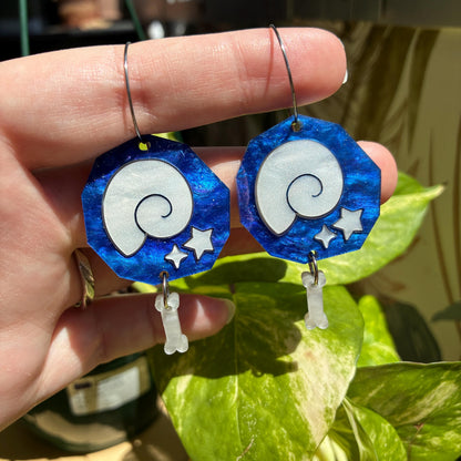 Pendientes con forma de fósil hechos a mano, inspirados en Animal Crossing