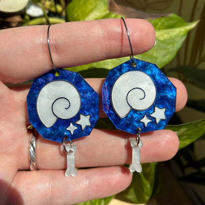 Pendientes con forma de fósil hechos a mano, inspirados en Animal Crossing
