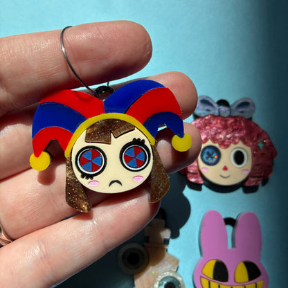 Pendientes fanart de The Amazing Digital Circus - Pendientes Acrílicos de Pomni, Jax, Ragatha, Gangle y Kinger