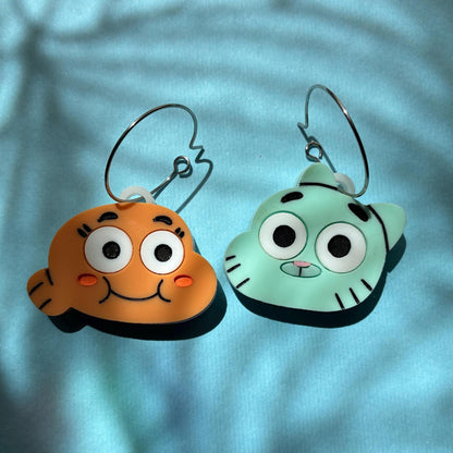 Pendientes fanart de Gumball, hechos a mano y ligeros. Ideal para fans y colecciones cartoon